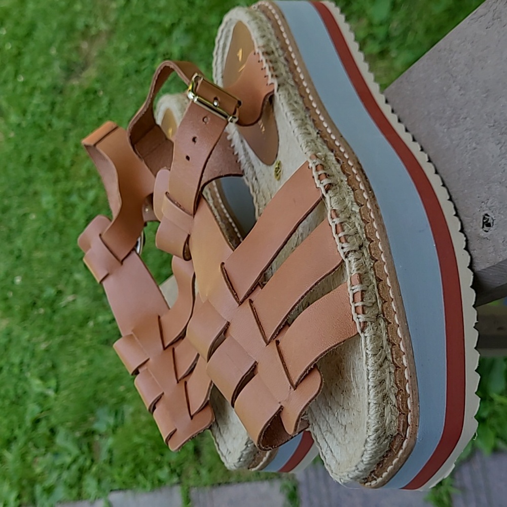 Anthropologie Tan Platform Sandals